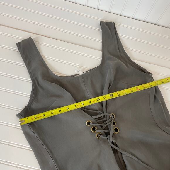 BCBGeneration Women’s Green Gray Lace Up Front Wide Leg Jumpsuit Size L - Picture 7 of 10